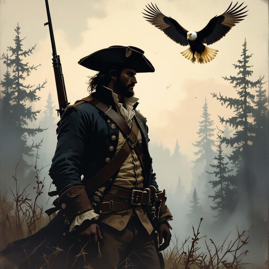 Misty Forest Patriot with Musket