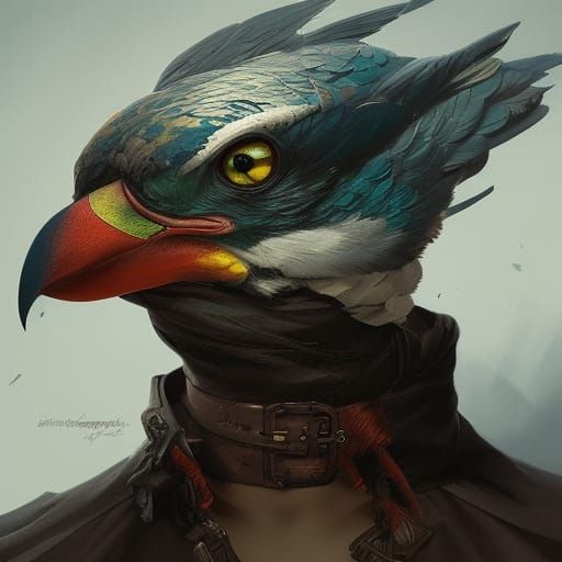 Aarakocra Portrait in Art Nouveau Style