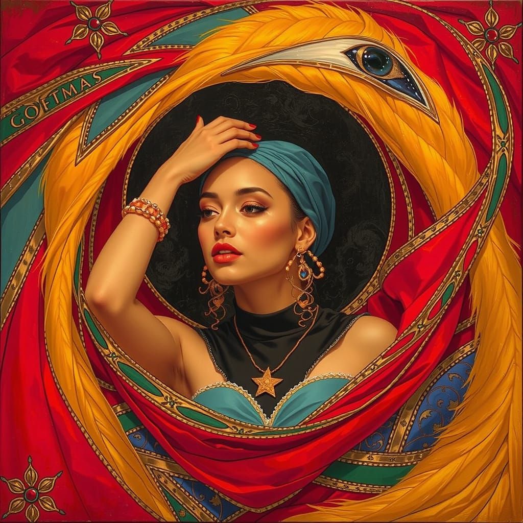 Golden Furs and Shell-Like Ears on a Mysterious Woman