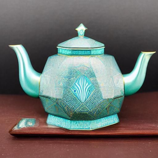 Art Deco Rabbit Teapot with Geometric Patterns