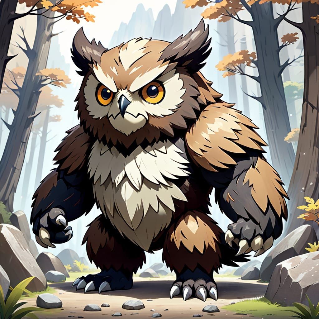 Majestic Rock Fakemon: A Powerful Owl Bear-Inspired Creature