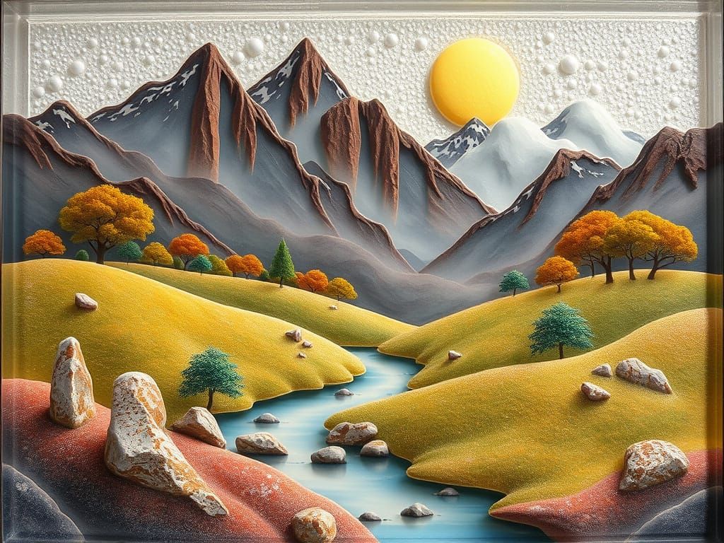 Cloisonné Landscape Set in Resin