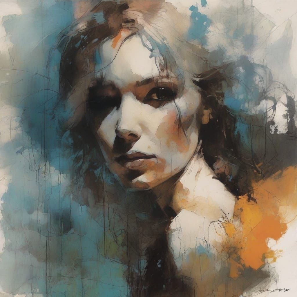 Astral Expressionist Shimmers in Ink Splash Style