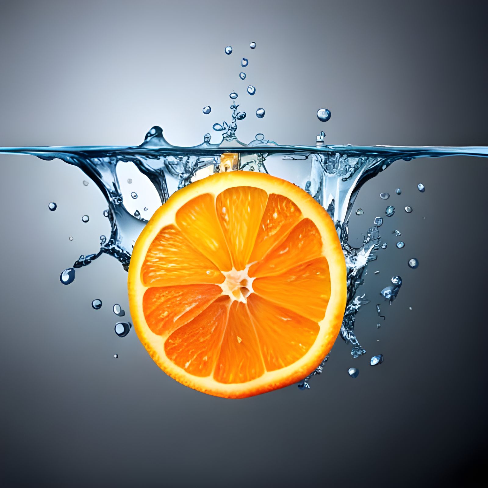 Orange Slices with Water Splash on Black