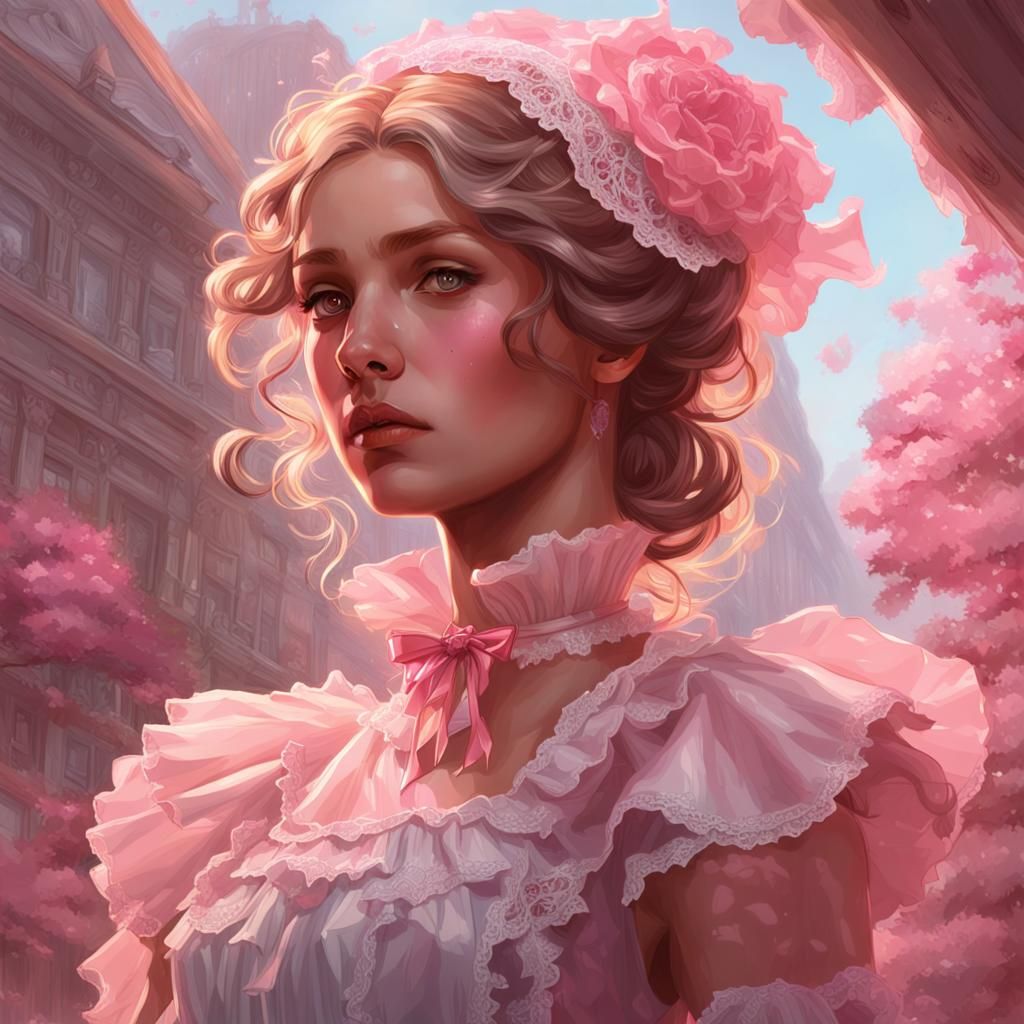 Sissymaid Portrait with Frills and Lace, Hyperdetailed Art