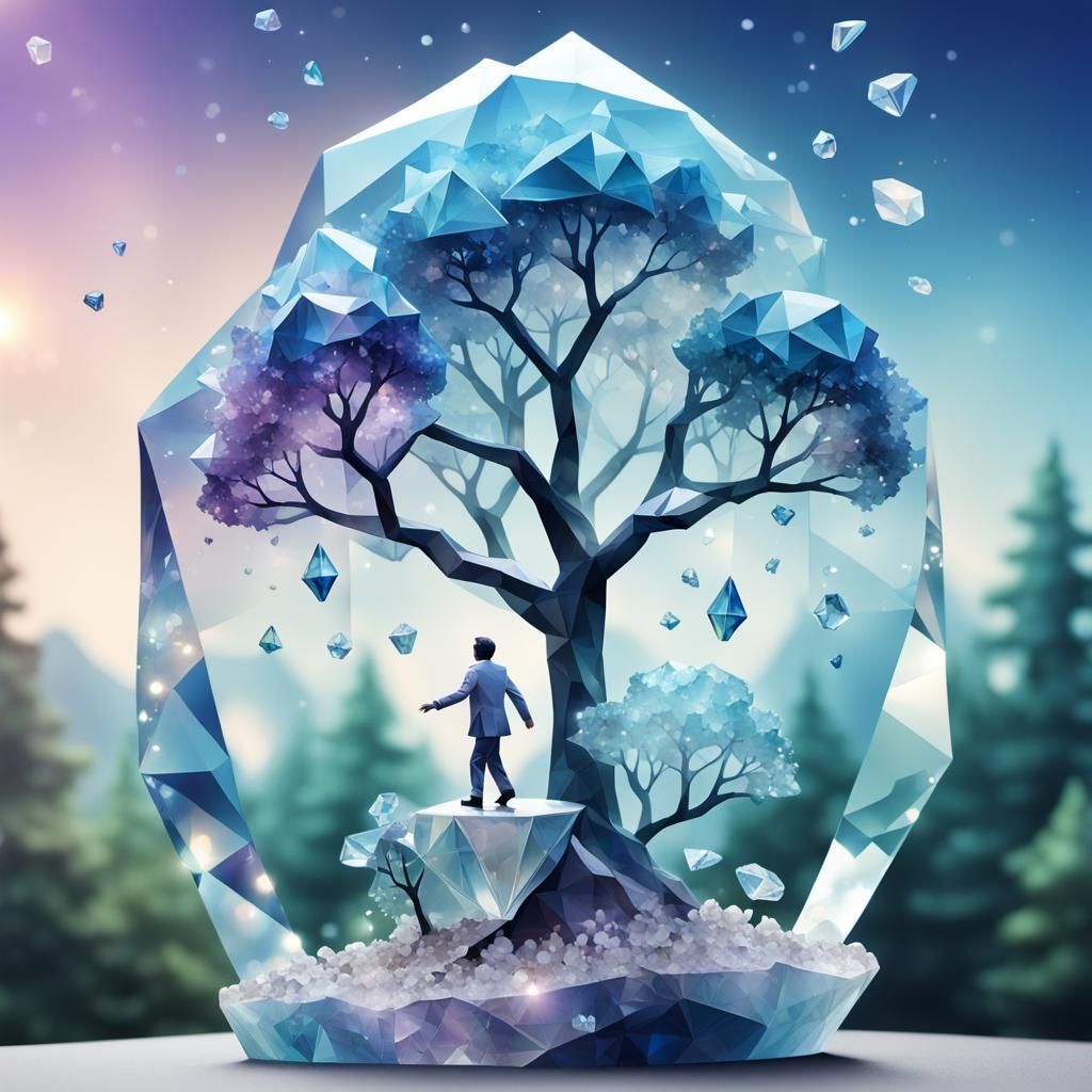 Crystal Figurine Dancing in a Floral Sky