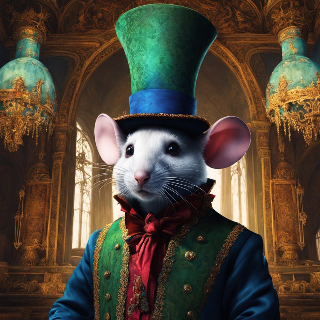 Fantastical Court Jester Mouse in Ornate Palace