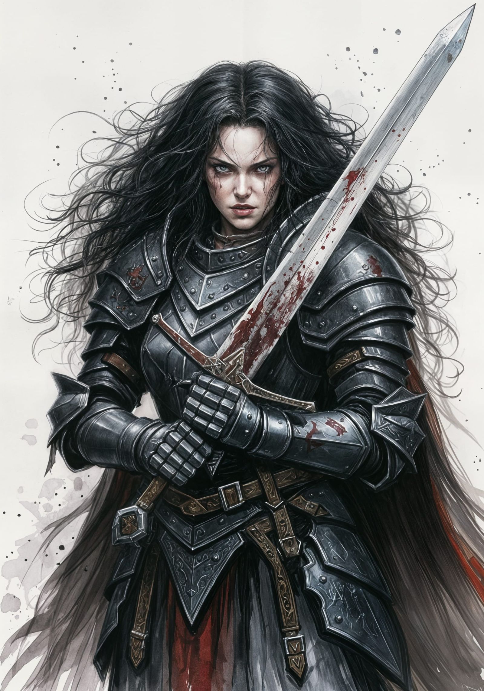 Dark Ambition: Fallen Female Knight in Plate Armor
