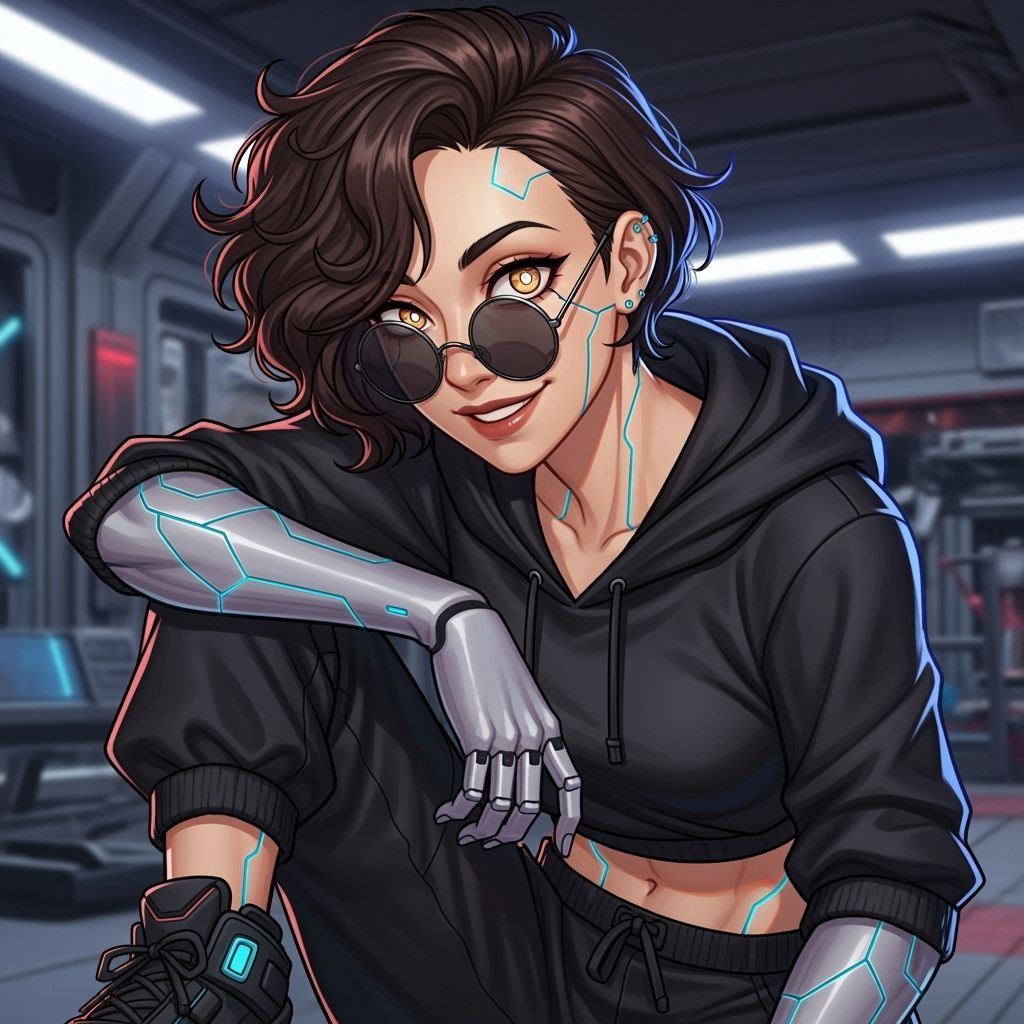 Anime Portrait of Cybernetic Athlete in Sci-Fi Style