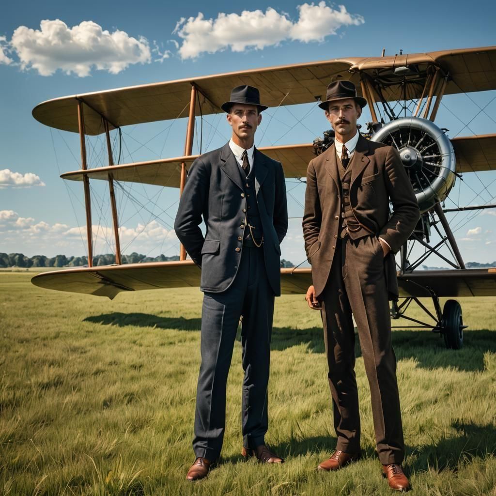 Wright Brothers' Airplane: 1800s Photography Style