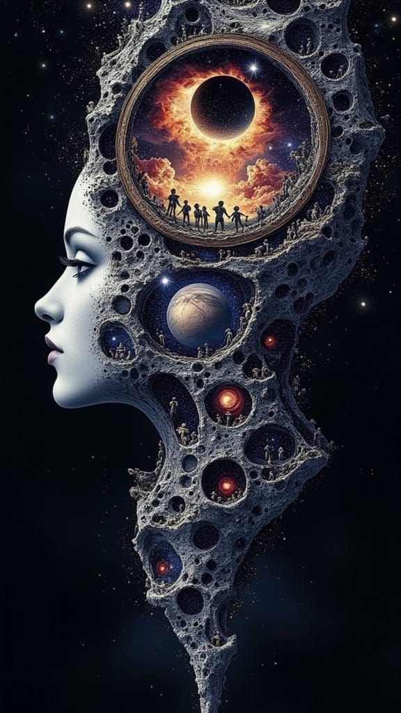 Galactic Human Head in Cosmic Splendor