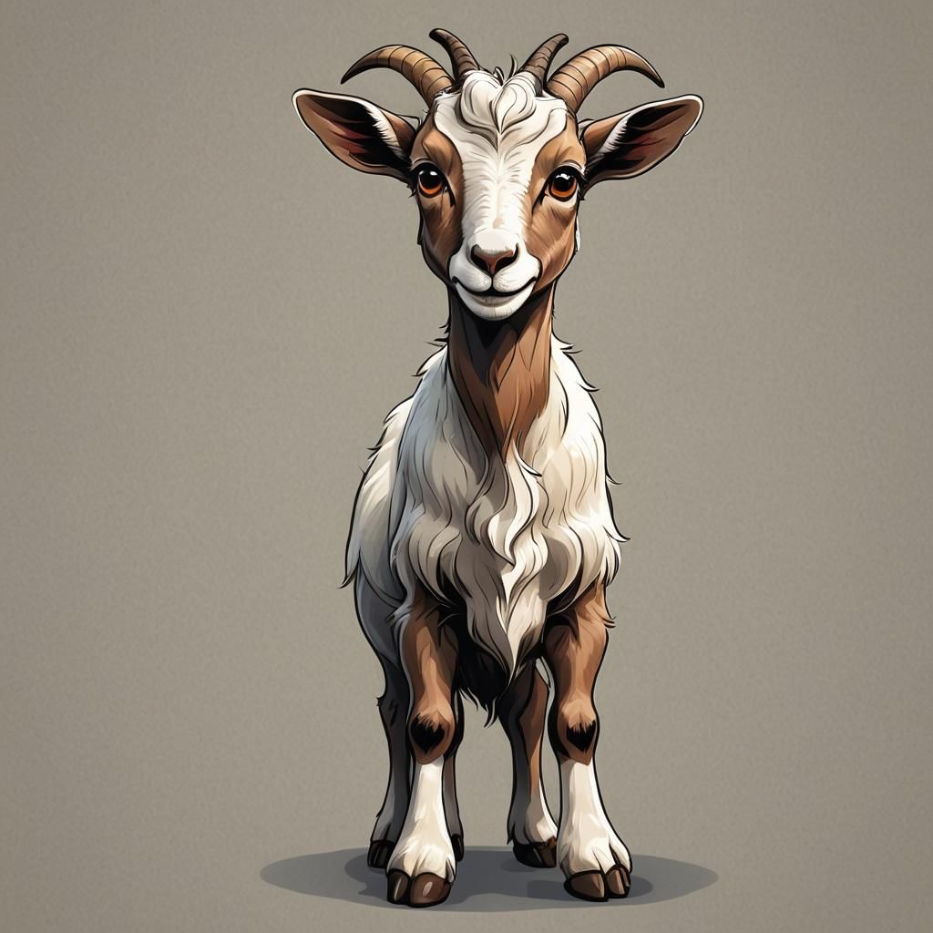 Cartoon Goat Full Body Illustration