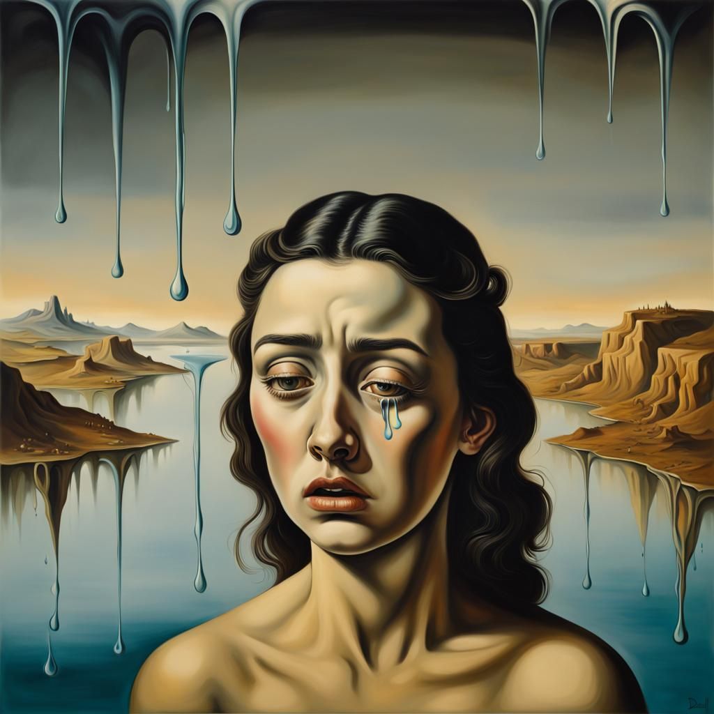 Surreal Girl's Tears Become a River