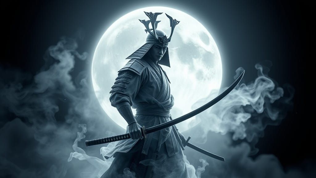 Ethereal Samurai in Moonlit Glory