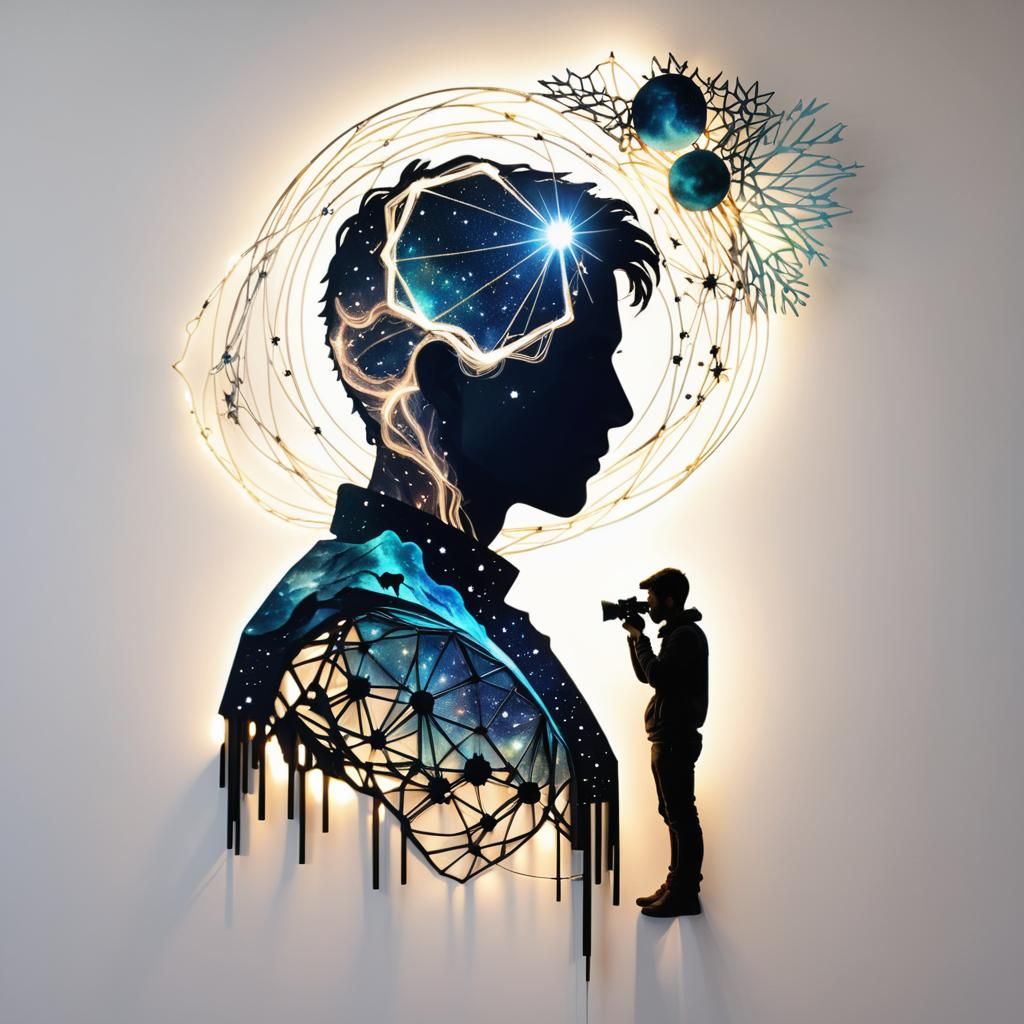 Astronomer's Dreamcore Silhouette in Space