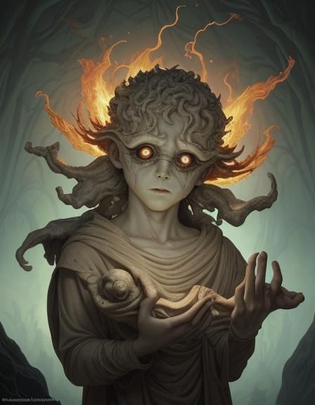 Terrified Baroque Sci-Fi God in a Blazing Landscape