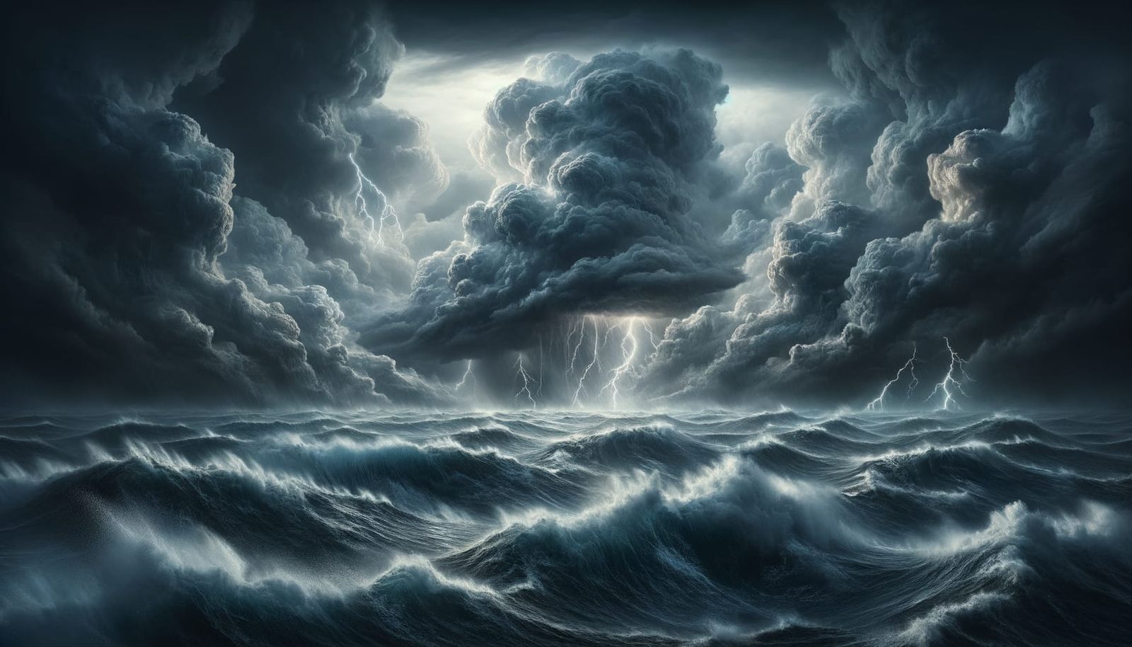 Tempestuous Storm at Sea with Lightning