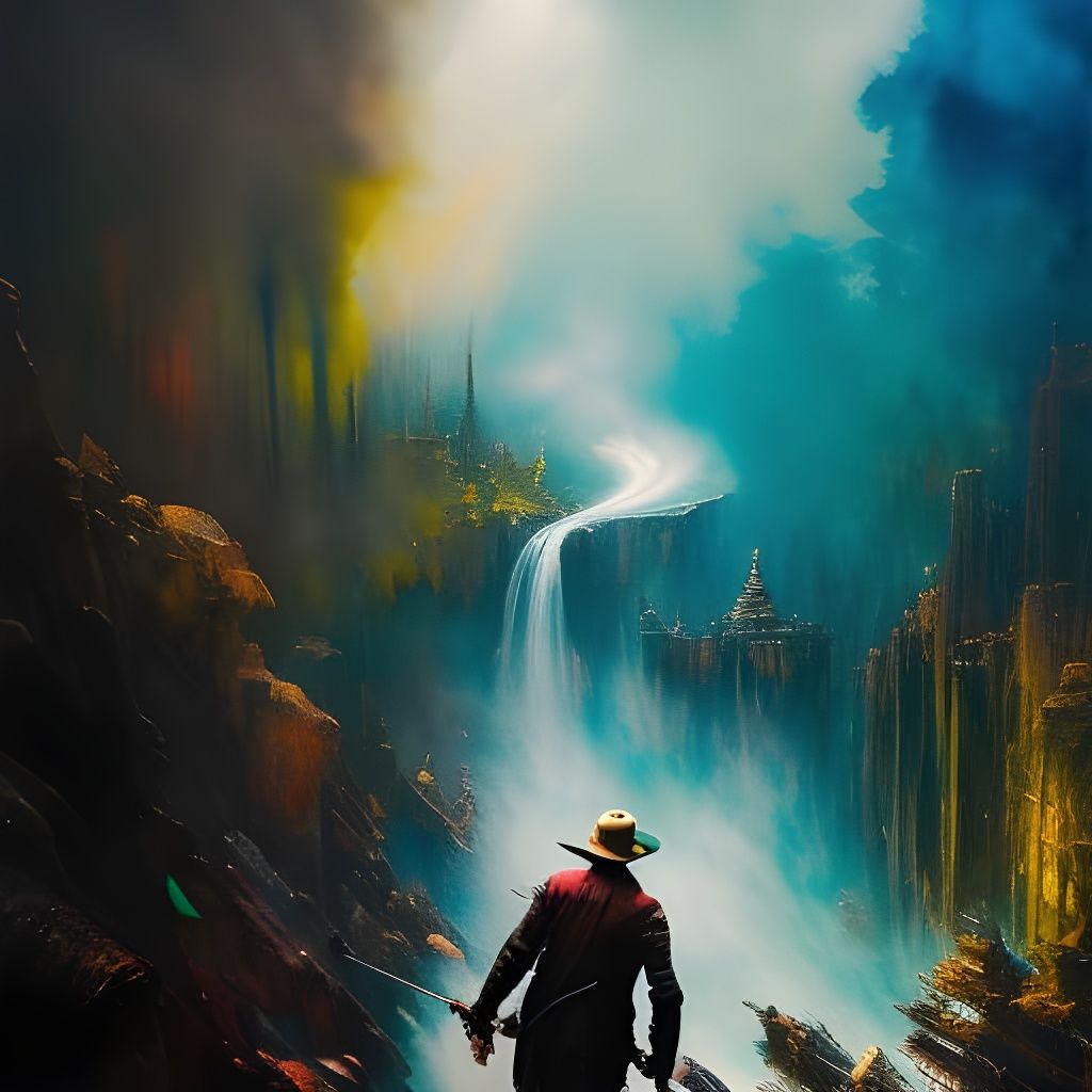 Man in Danger: Colorful Ink Flow Masterpiece