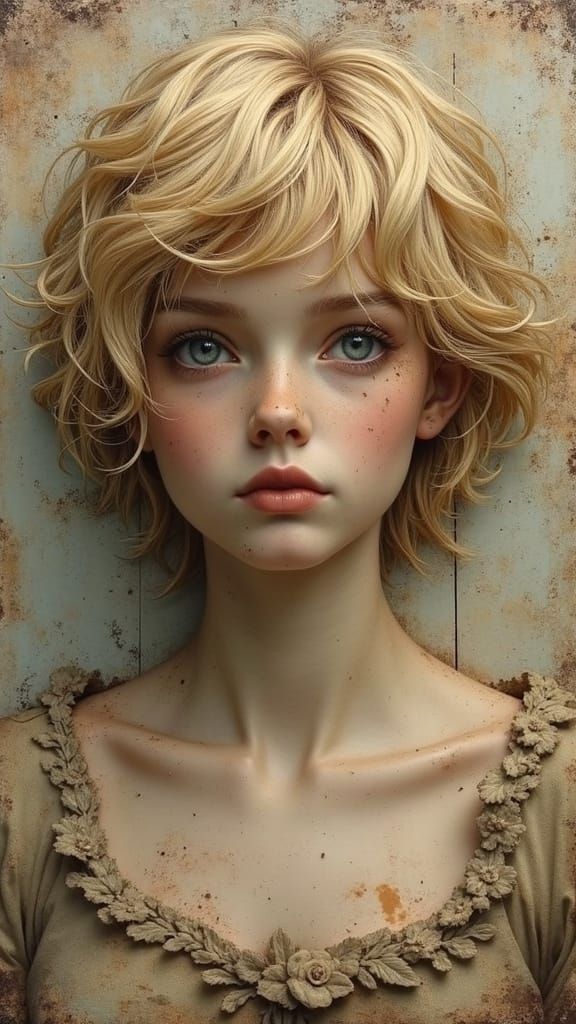 Venerable Woman in Gritty Watercolor Style