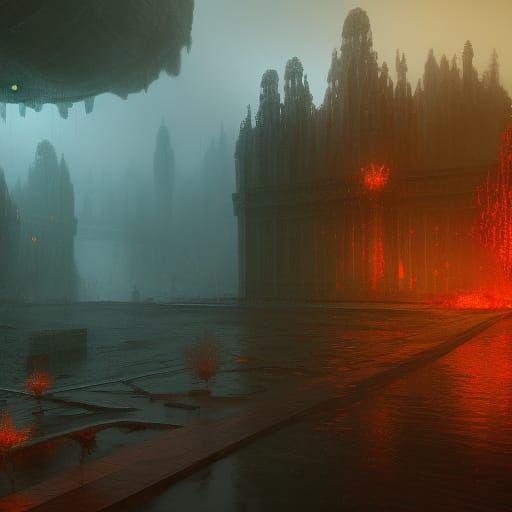 Abstract Rain Blob in Detailed Matte Painting