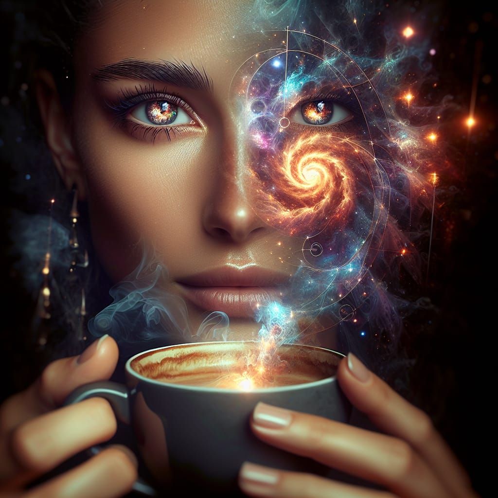 Cosmic Reflection: Galaxy Eyes in Coffee