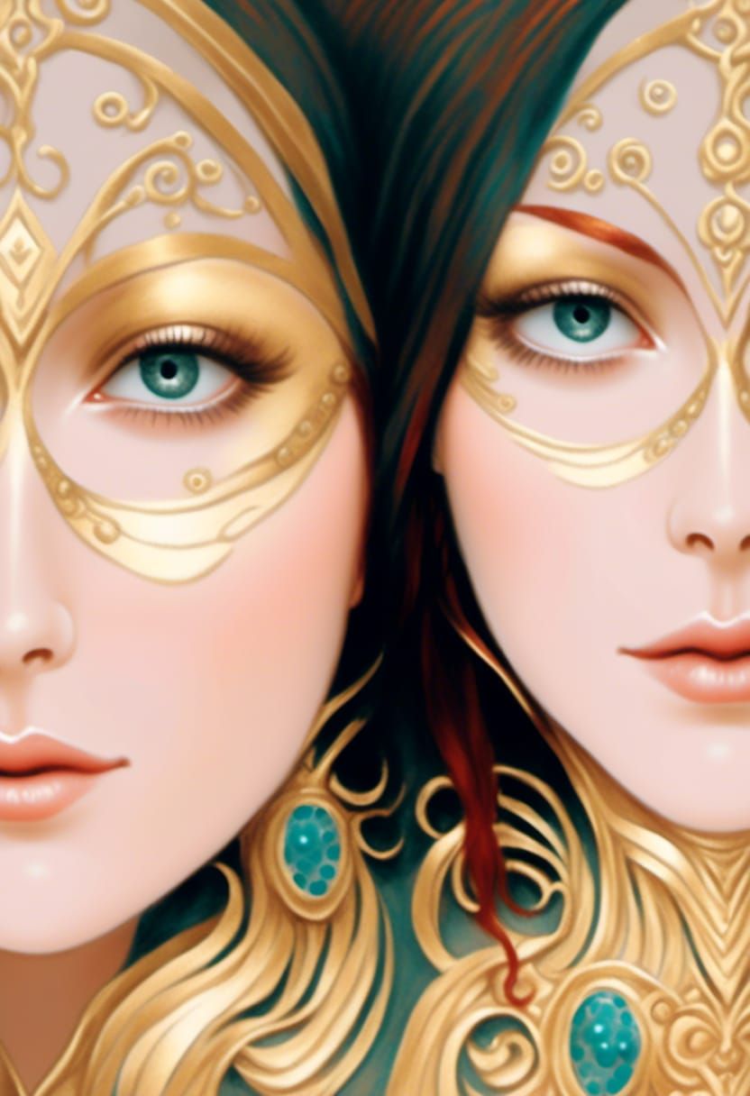 Two Greek Goddesses in Majestic Style