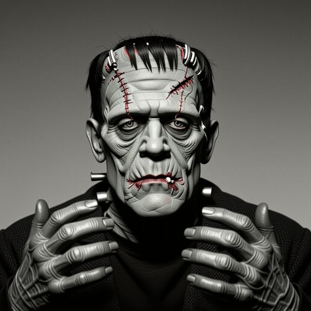 Eerie Frankenstein's Monster with Stitched Seams