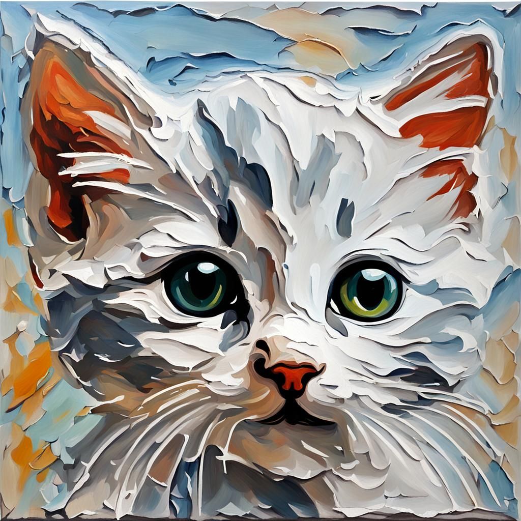 Impasto Kitten Painting