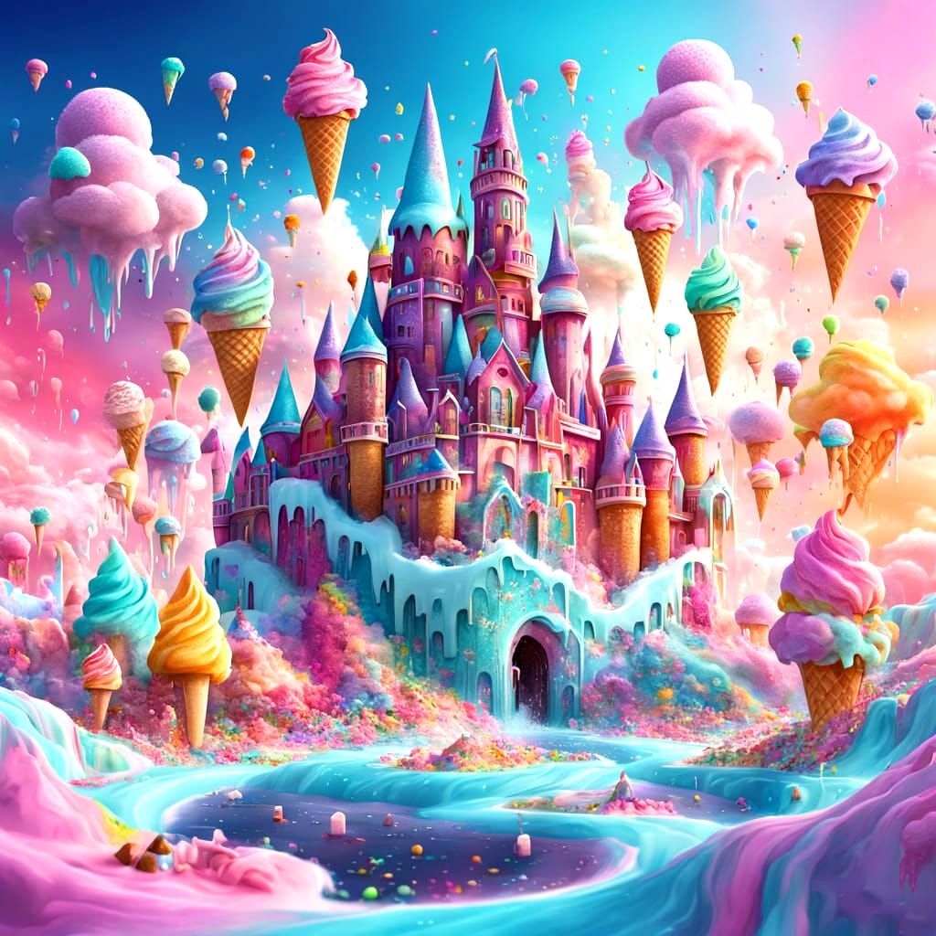 Fantasy City Made of Ice Cream and Waffles