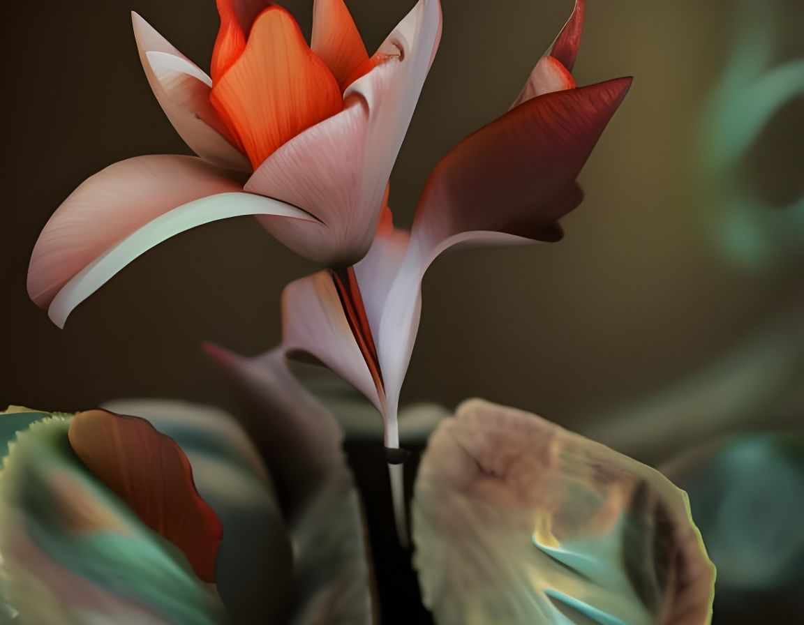 Holographic Flower Graffiti Art on Abandoned Building