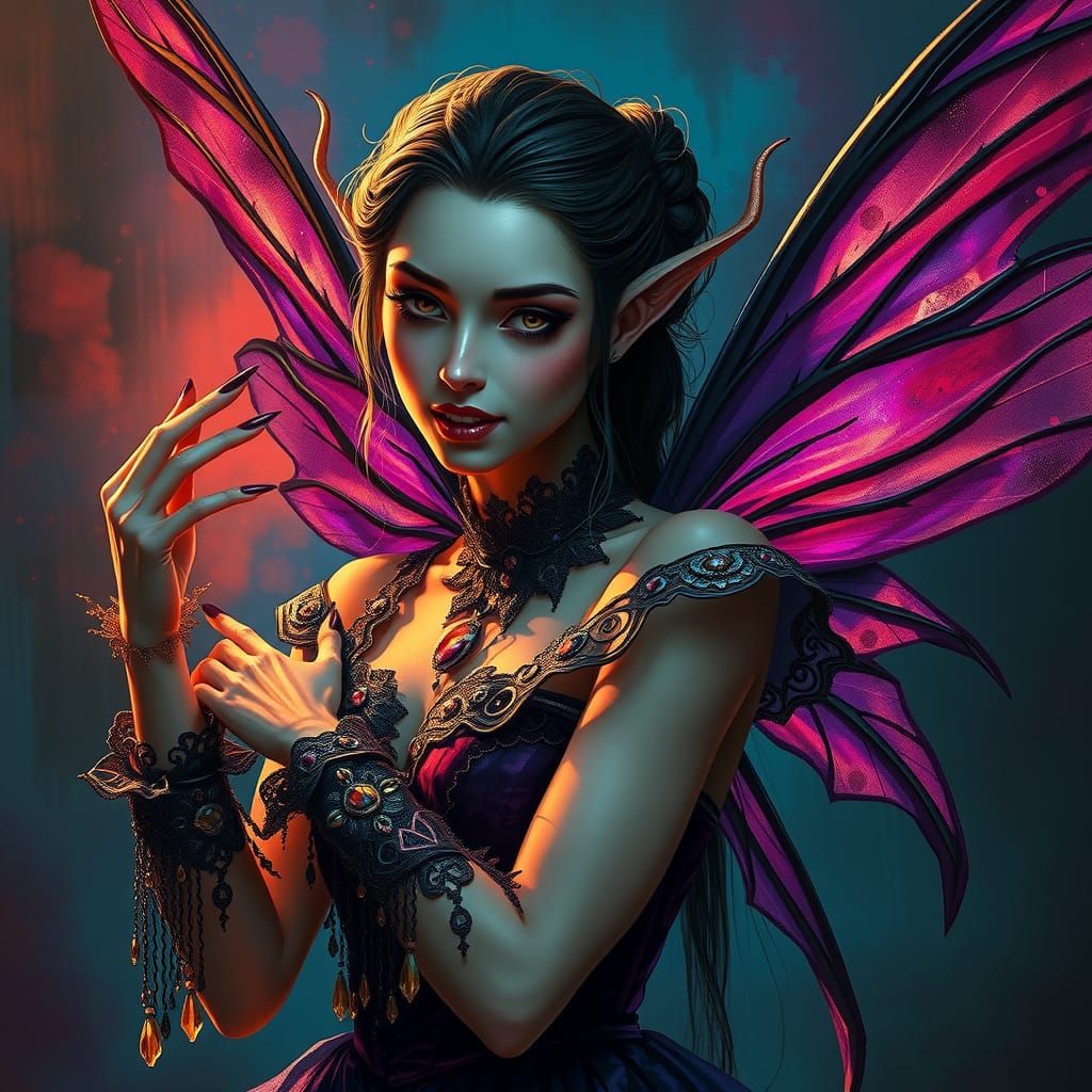 Scary Vampire Fairy with Porcelain Skin