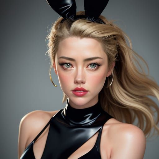 Amber Heard as a Glamorous Playboy Bunny in a Studio Setting