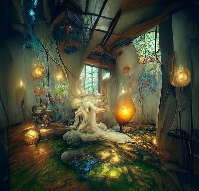 Fairytale Cottage Interior with Iridescent Details