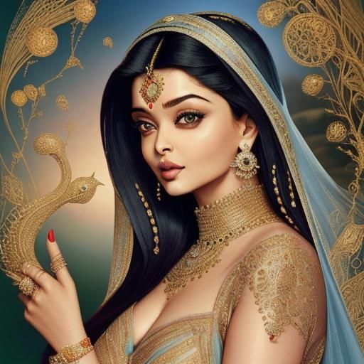 Aishwarya Rai: Surreal Hyperdetailed Portrait
