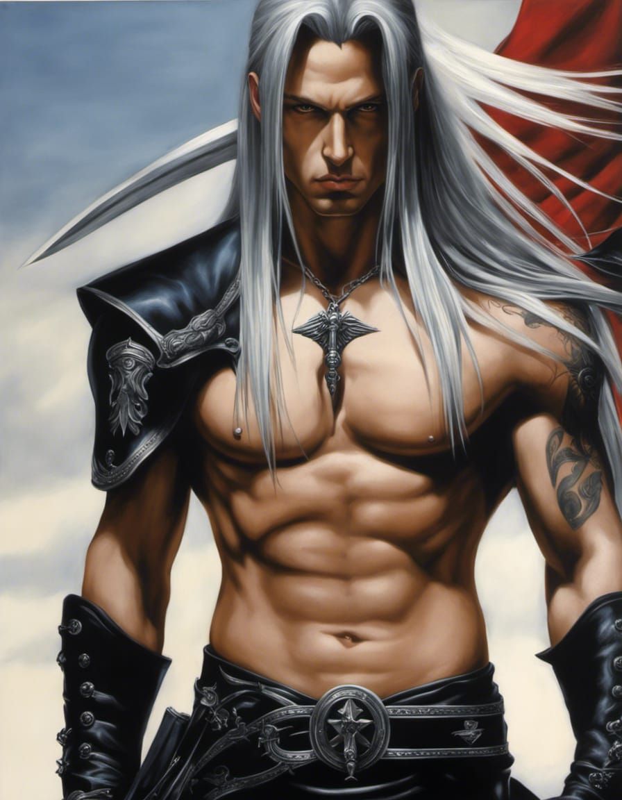 Sephiroth in Acrylic Painting Style with Gothic Elements