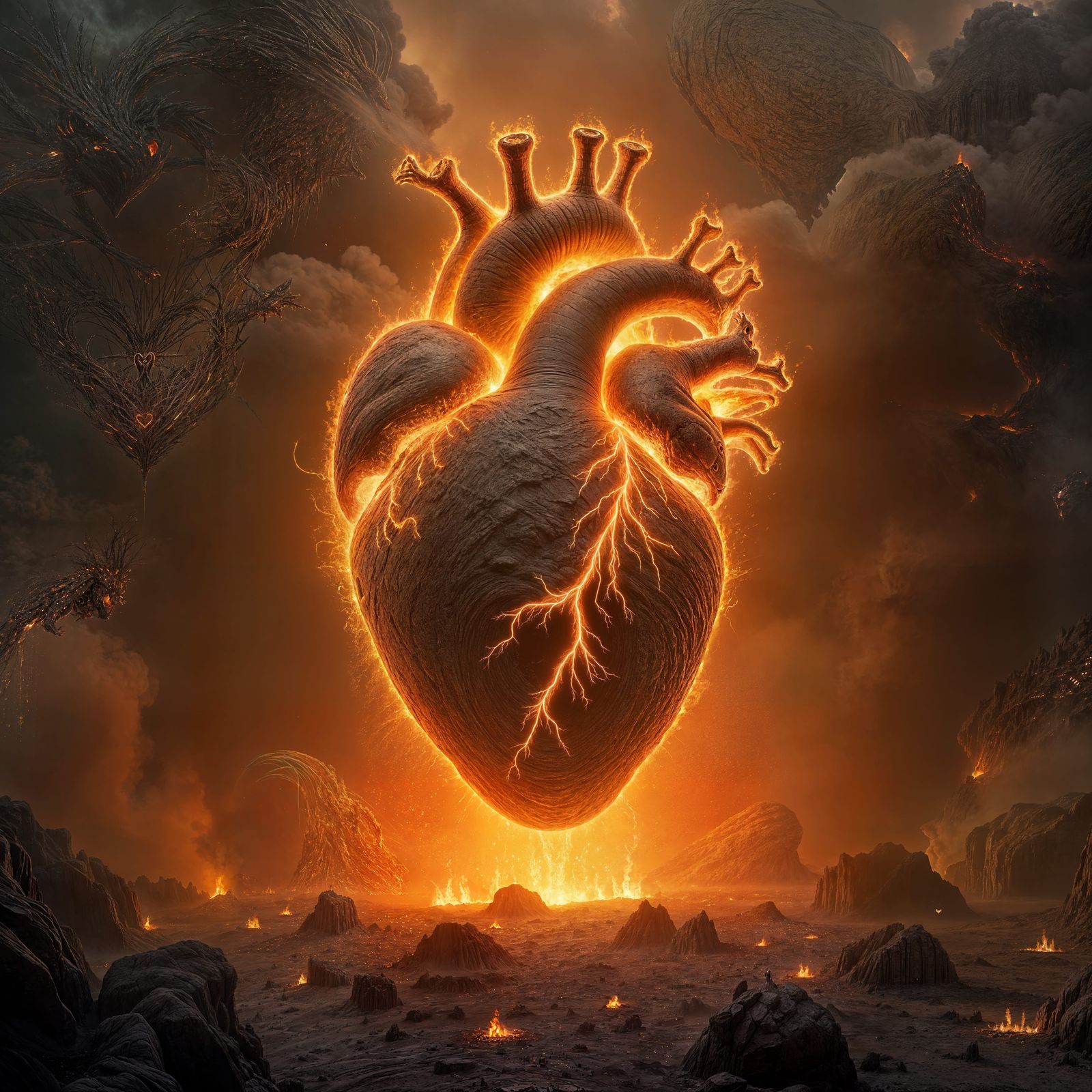 Fiery Heart of Burning Embers: Digital Matte Painting
