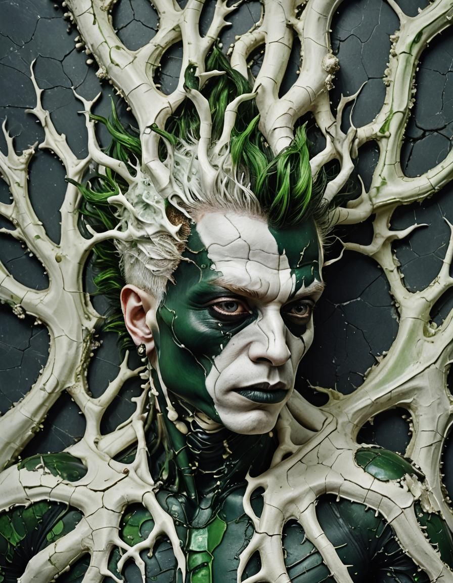 Epic Digital Painting: Alien Albino with Vitiligo and Fracta...