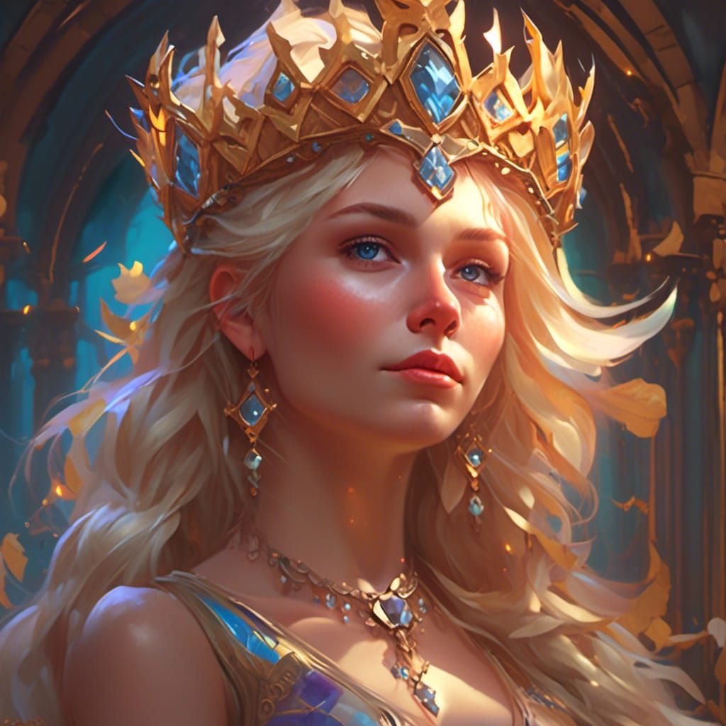 Hyperreal Portrait of a Beautiful Blonde Queen