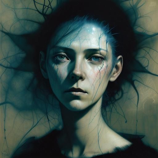 Striking Woman Portrait with Nebula Light