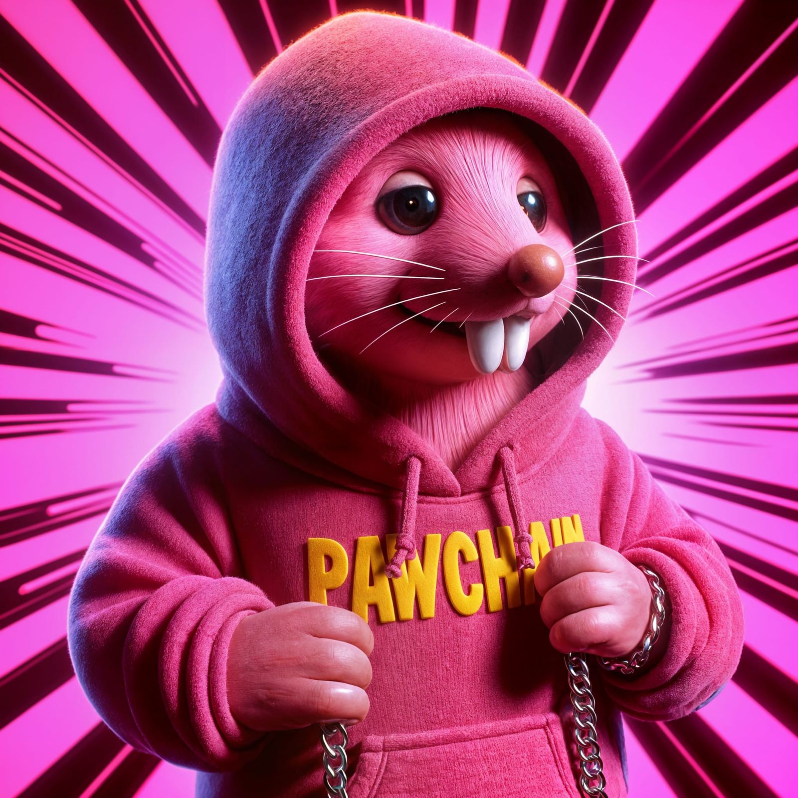 Pink Mole in Hoodie: Stop Motion Animation Style