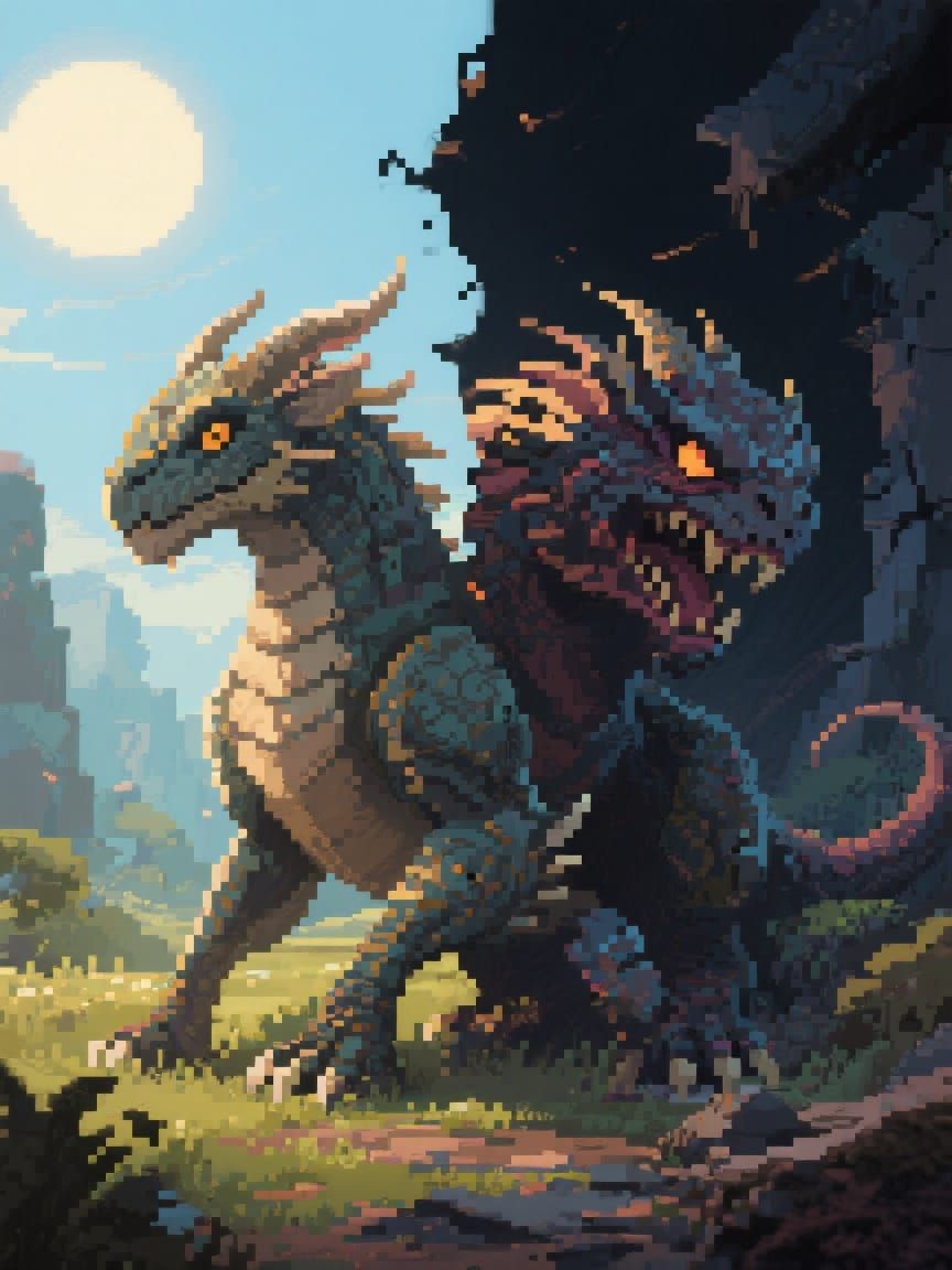 Fantasy Creature Displayed in Pixel Art Style