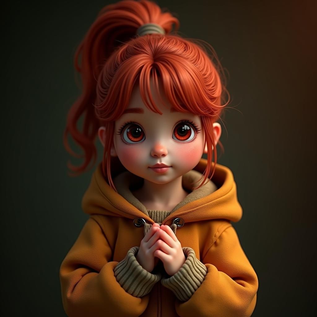 Bashful Girl with Red Hair, Digital Matte Painting