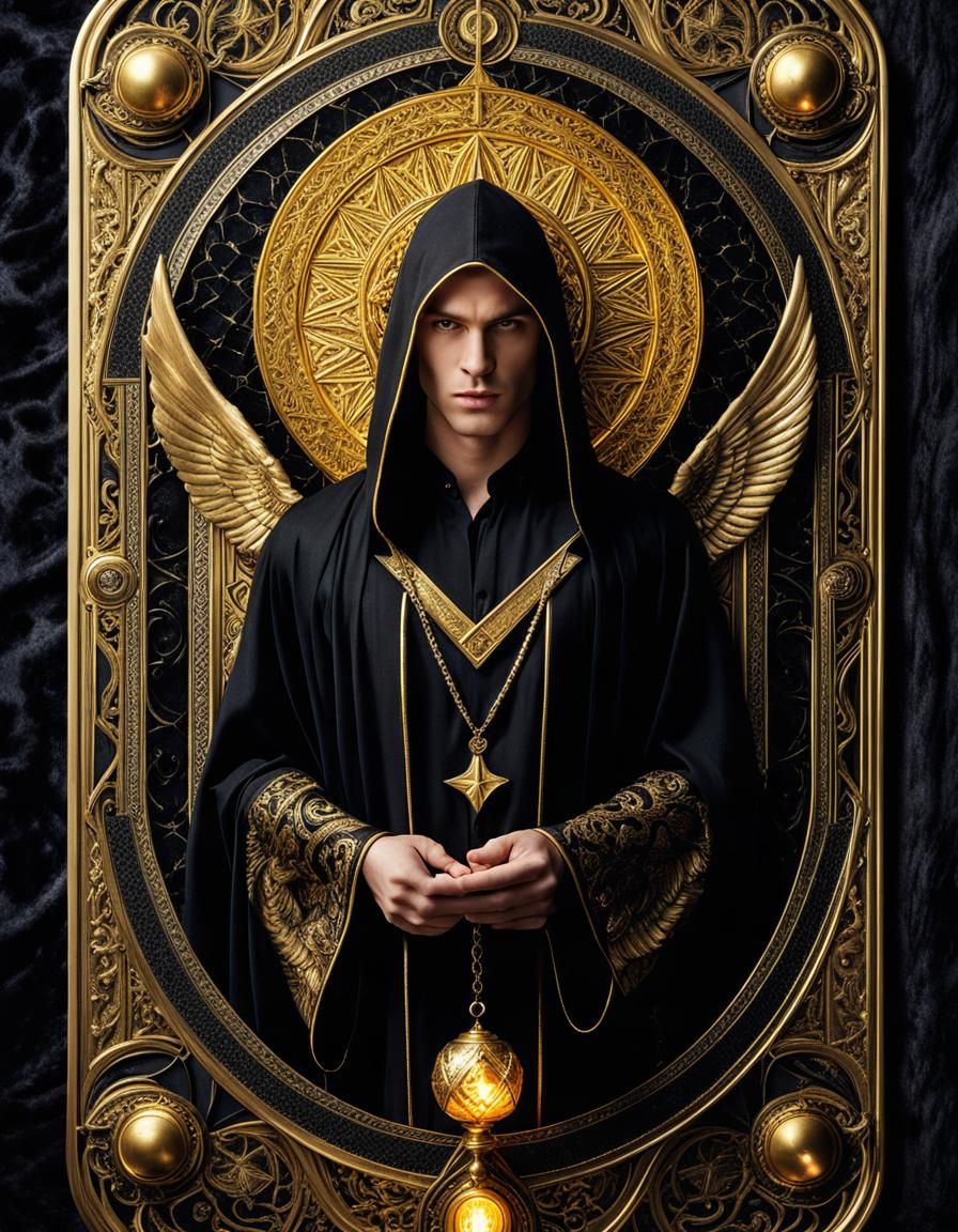 Lucifer Lightbringer as Tarot Card, Hyperrealistic