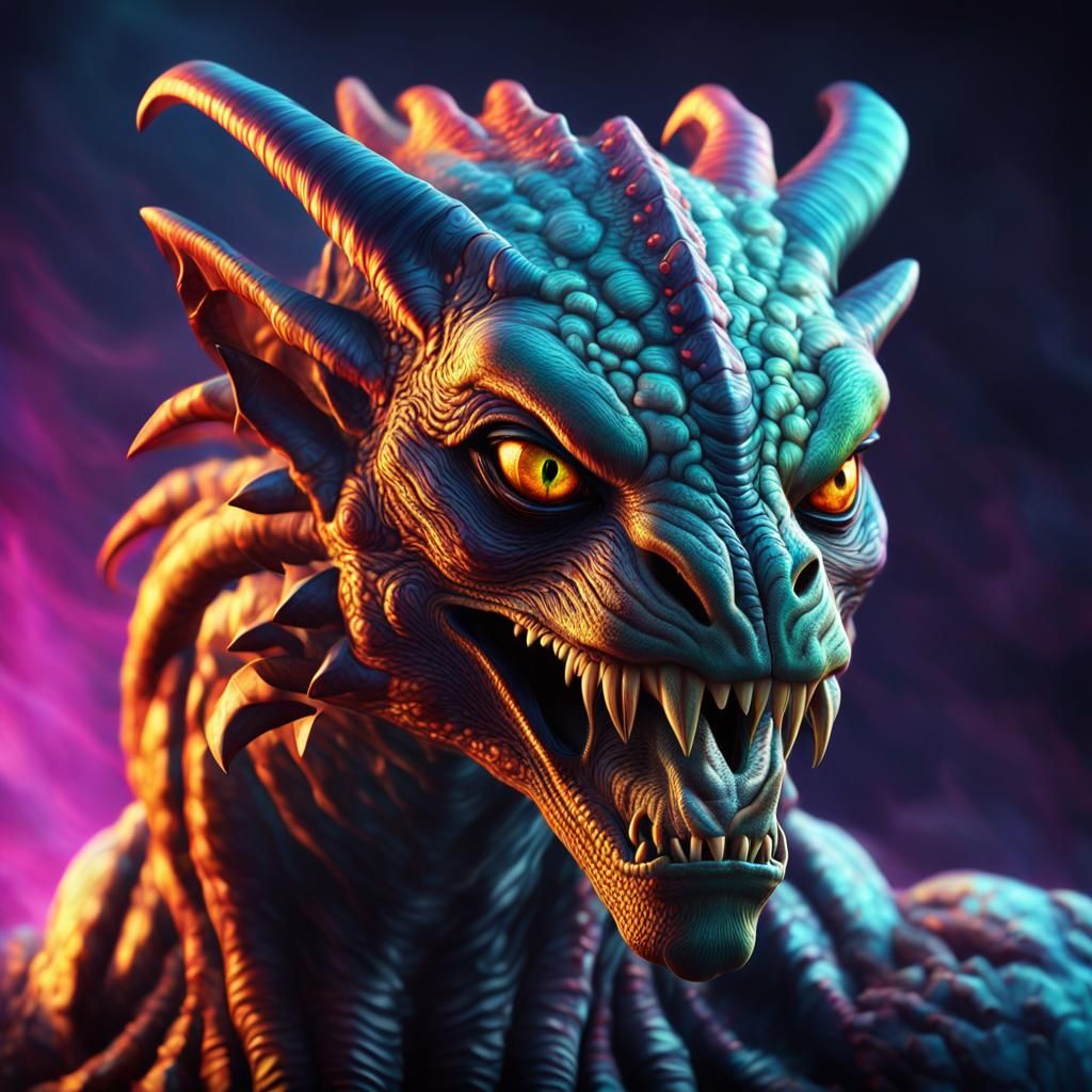 Hyperrealistic Alien Chimera Portrait in Sci-Fi Style