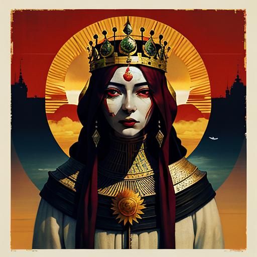 Sun Queen in Mixed Media Screen Print