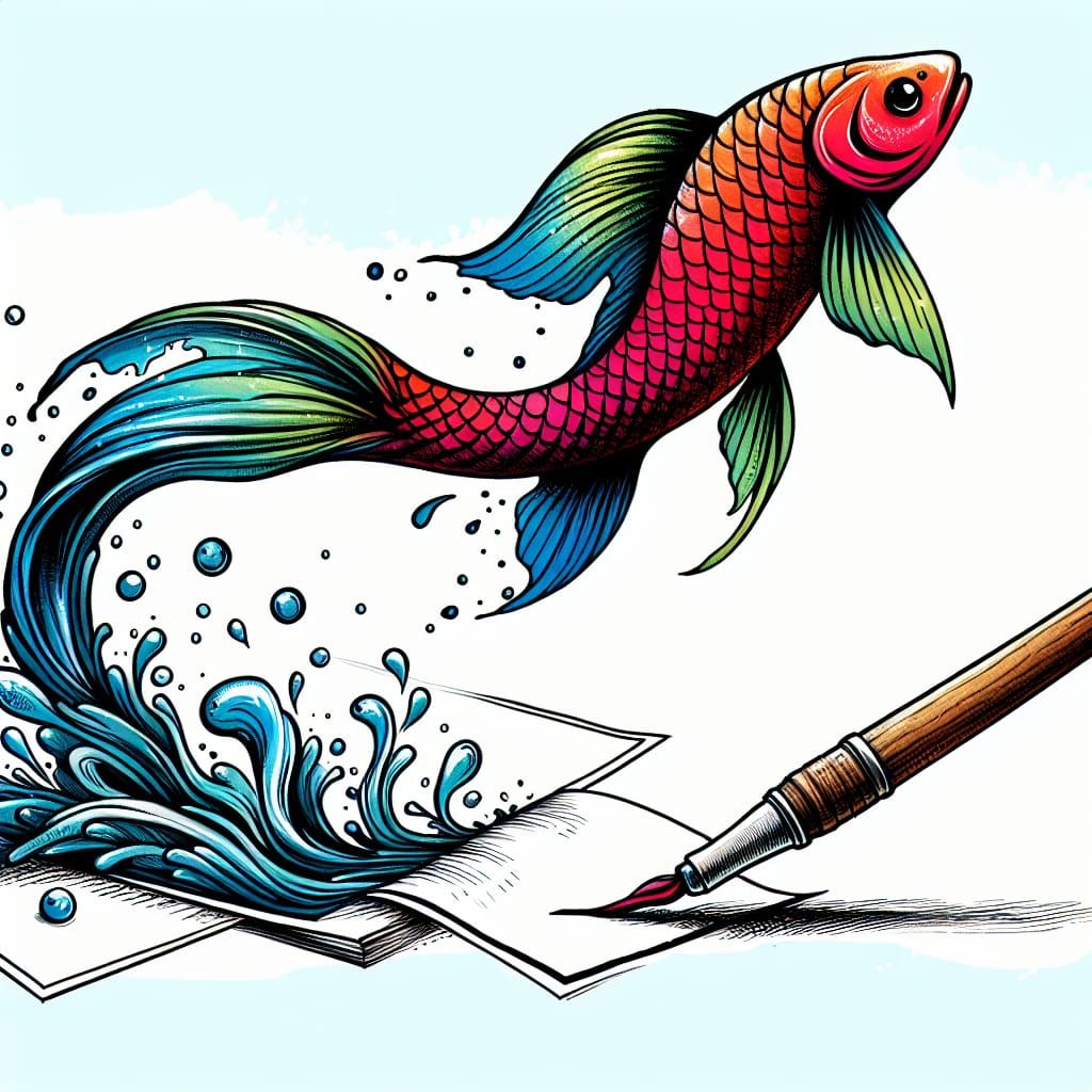 Ink Fish Jumps from Drawing to Reality