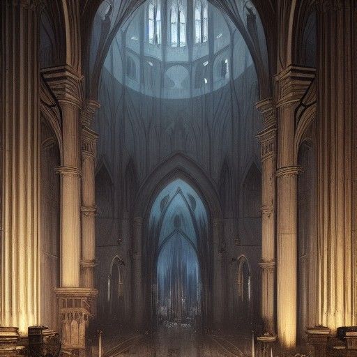 Sinister Cathedral Interior in Dark Fantasy Style