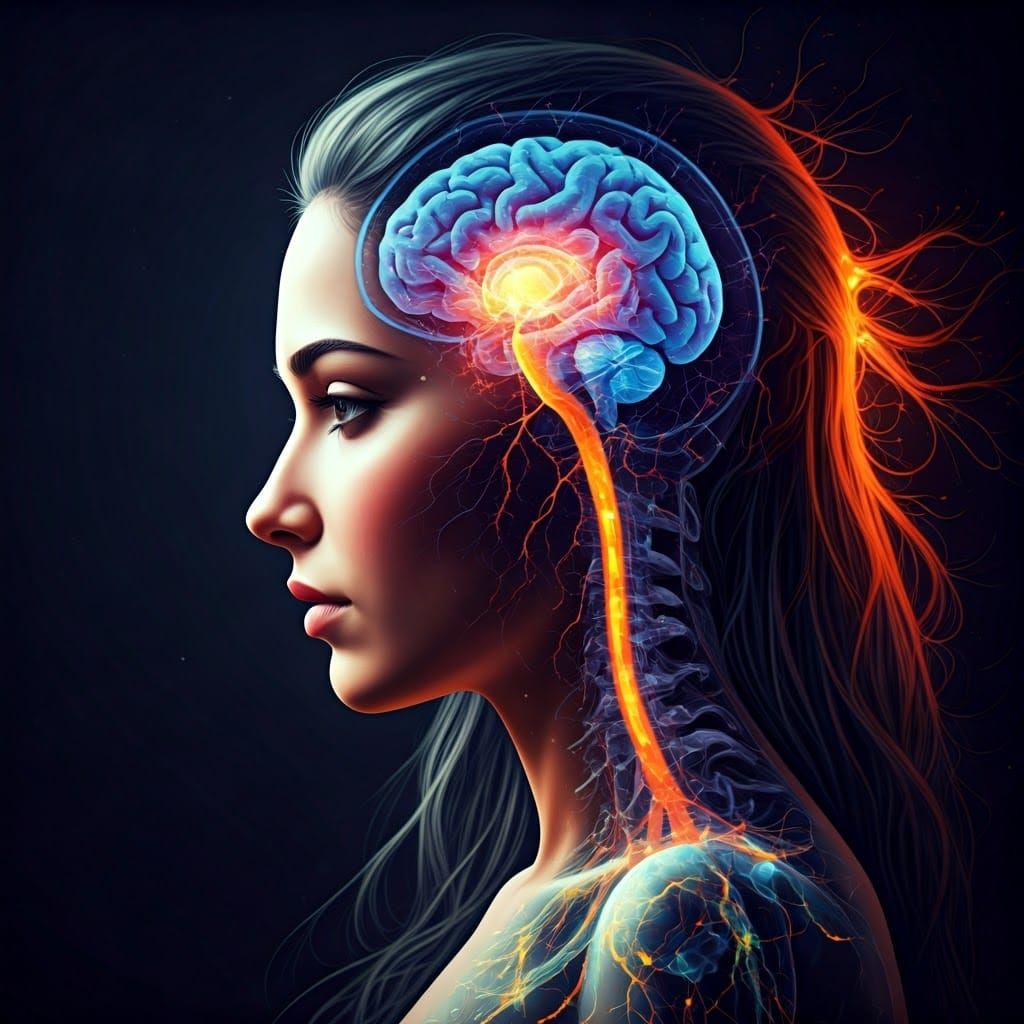 Neural Connections Double Exposure in Cosmic Illustration St...