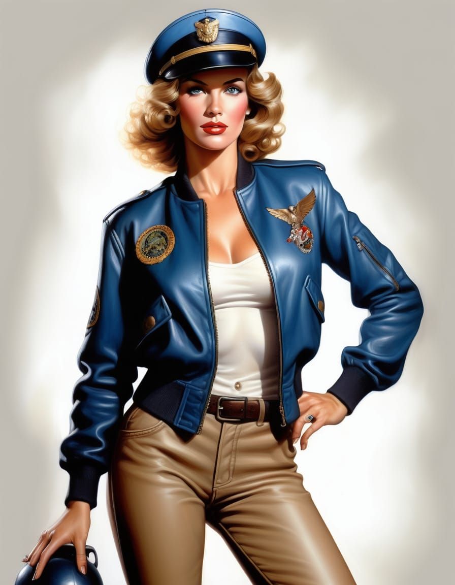 1935 Female Pilot Illustration in Boris Vallejo Style