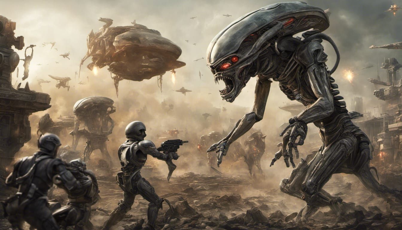 Humans and Aliens at War with Robots